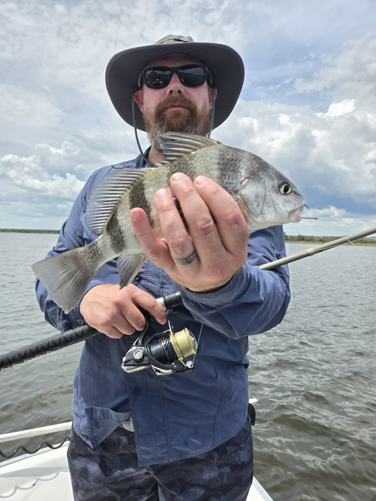 On the water on a private inshore fishing trips in 30A